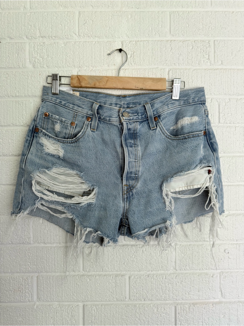 Levi's Light Blue Distressed Cutoff Denim Shorts